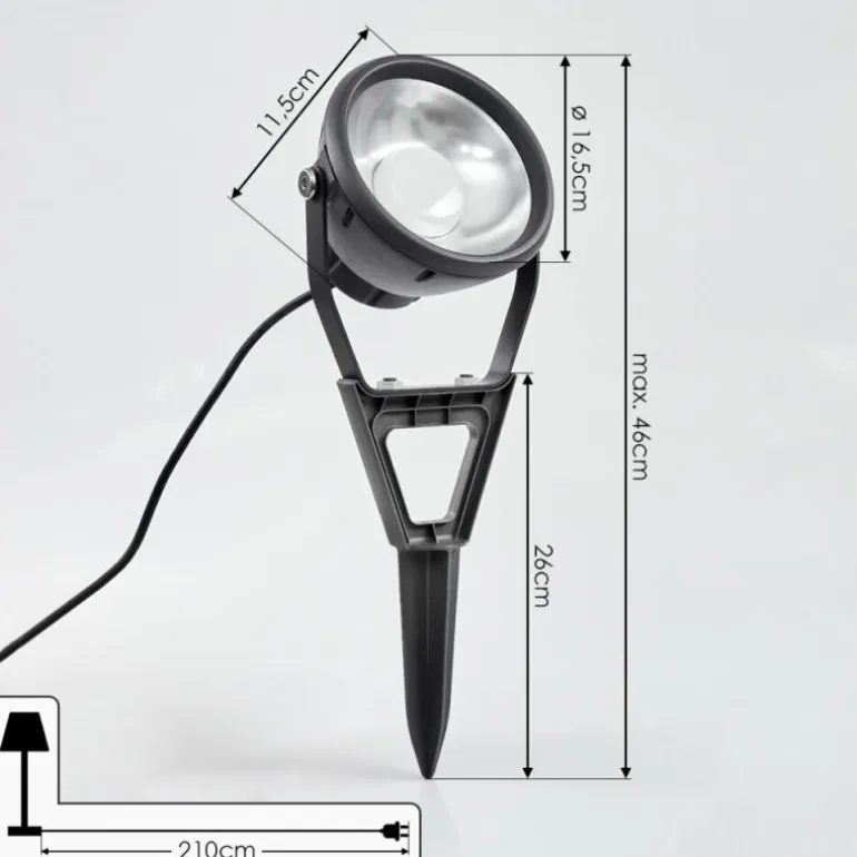 Spot de jardin Phniet LED Noir, 1 lumière, Télécommandes, Changeur de couleurs