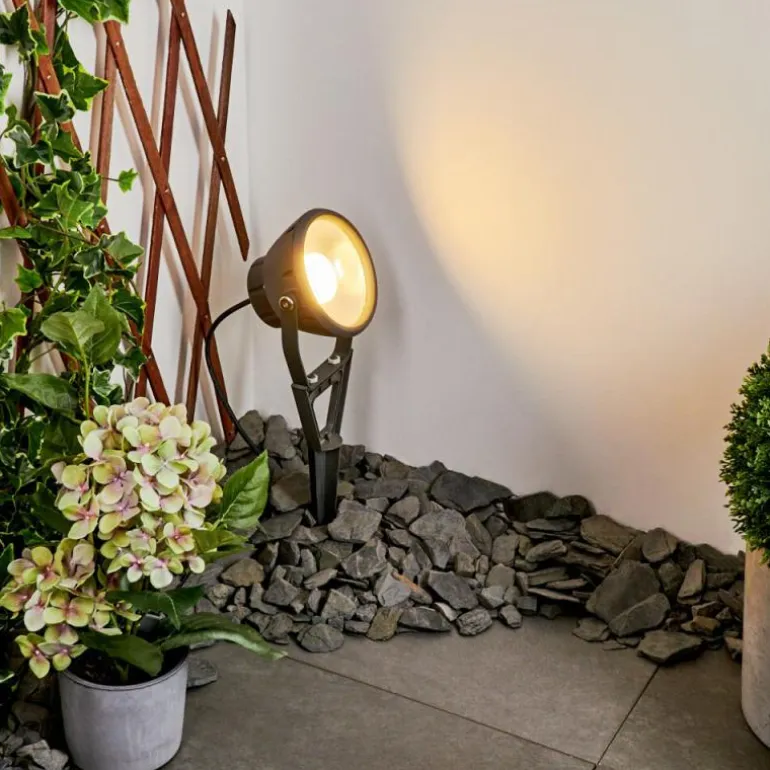 Spot de jardin Phniet LED Noir, 1 lumière, Télécommandes, Changeur de couleurs