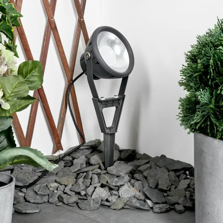 Spot de jardin Phniet LED Noir, 1 lumière, Télécommandes, Changeur de couleurs