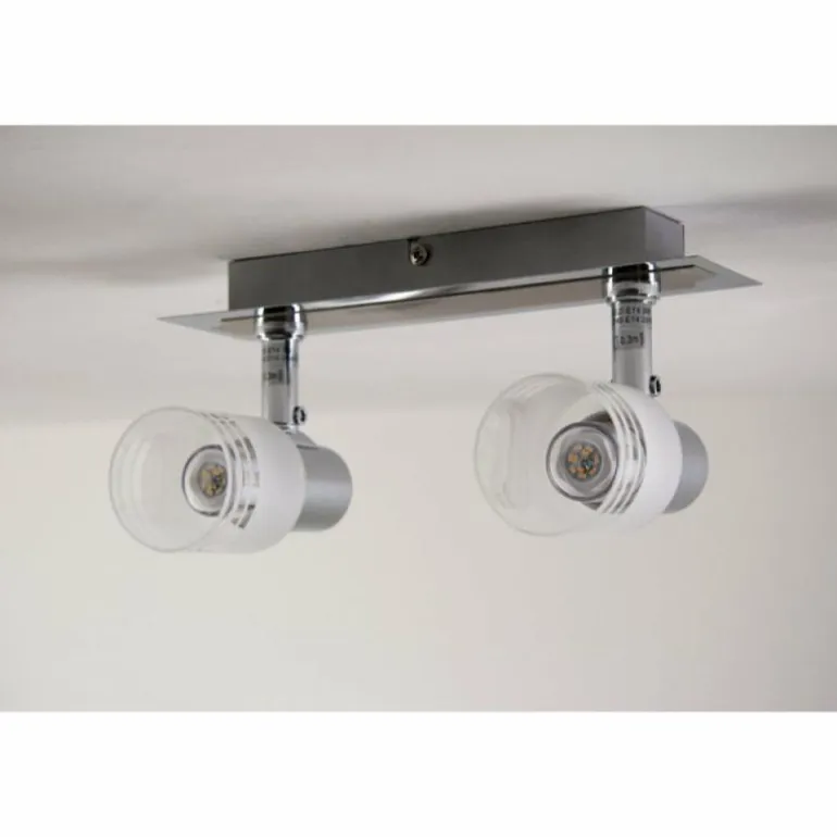 Spot de plafond LED Brilliant Leuchten Chrome, Blanc, 2 lumières