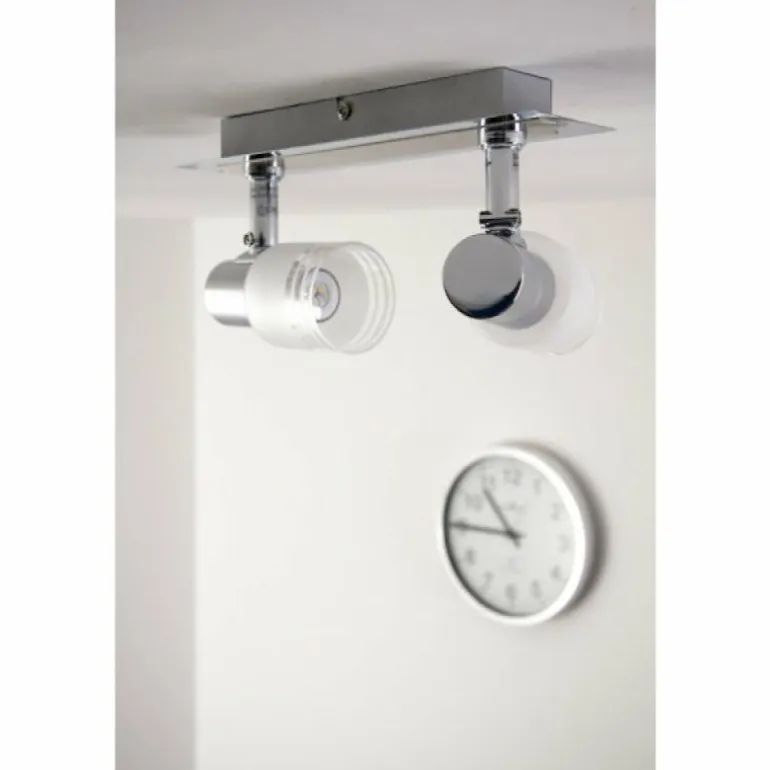 Spot de plafond LED Brilliant Leuchten Chrome, Blanc, 2 lumières