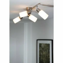 Spot de plafond Reality Acier inoxydable, Blanc, 4 lumières