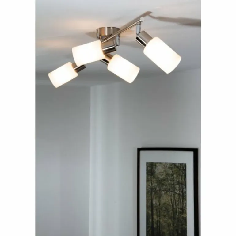 Spot de plafond Reality Acier inoxydable, Blanc, 4 lumières