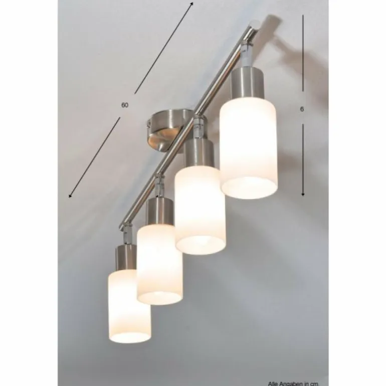 Spot de plafond Reality Acier inoxydable, Blanc, 4 lumières