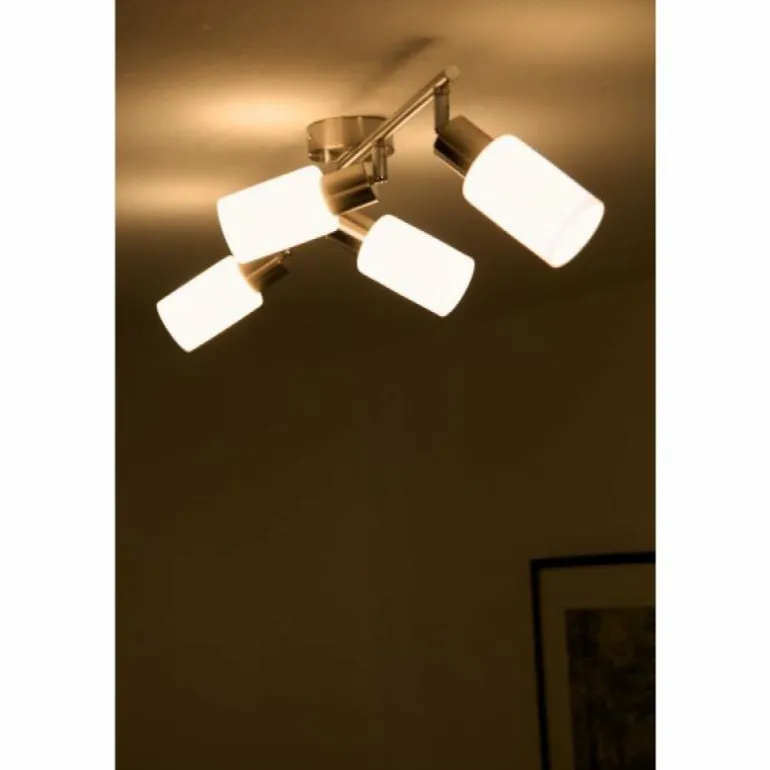 Spot de plafond Reality Acier inoxydable, Blanc, 4 lumières