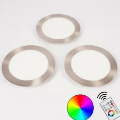 Spot encastrable Finsrud LED Nickel mat, 1 lumière, Télécommandes, Changeur de couleurs