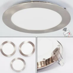 Spot encastrable Finsrud LED Nickel mat, 1 lumière, Télécommandes, Changeur de couleurs