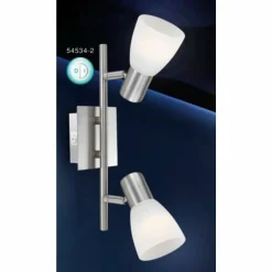 Spot Globo PARRY I Chrome, Nickel mat, 2 lumières