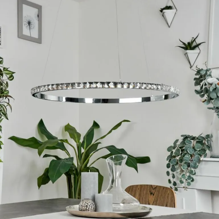Suspension Avelar LED Chrome, Transparent, 1 lumière