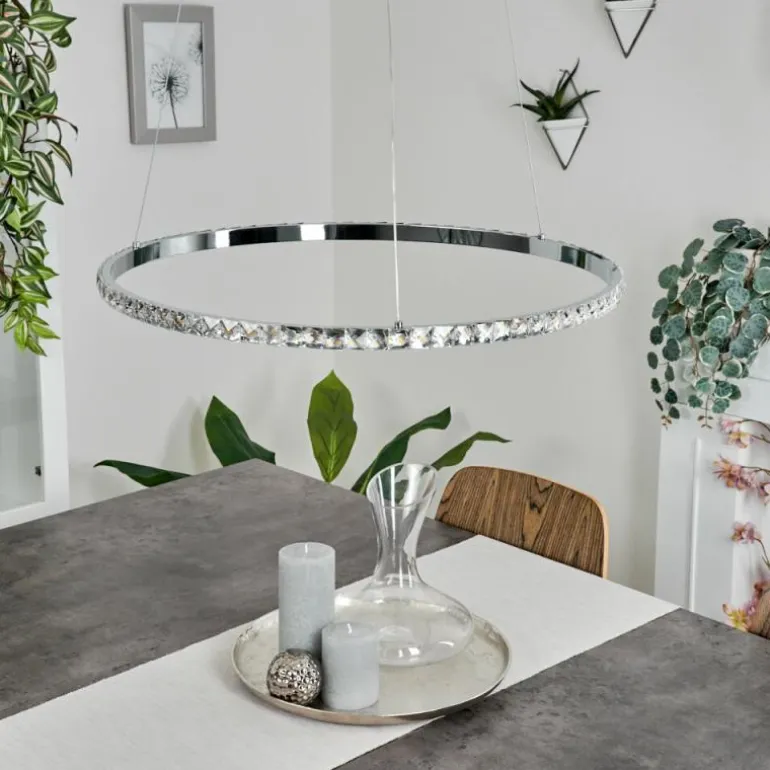 Suspension Avelar LED Chrome, Transparent, 1 lumière