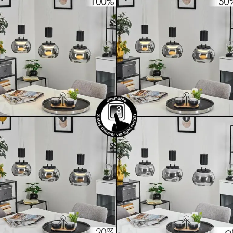 Suspension Izenave LED Noir, 3 lumières