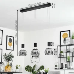 Suspension Izenave LED Noir, 3 lumières