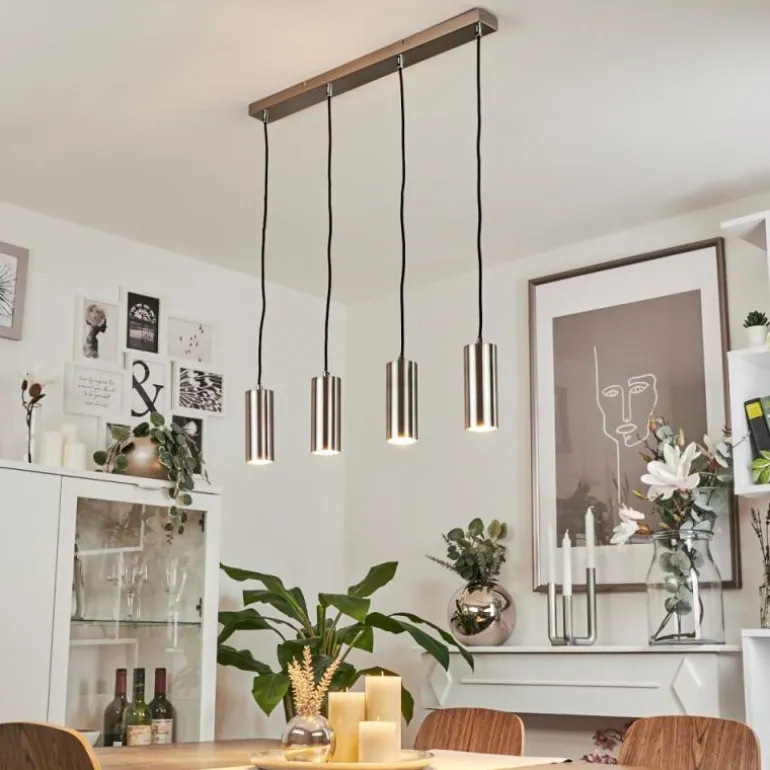 Suspension Javel Chrome, Nickel mat, 4 lumières