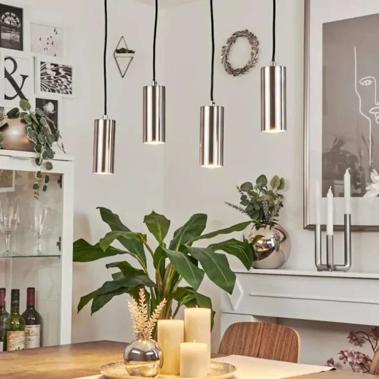 Suspension Javel Chrome, Nickel mat, 4 lumières