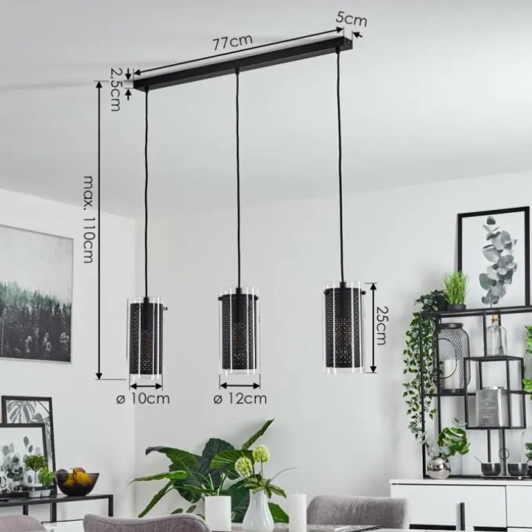 Suspension Rasperden Noir, 3 lumières