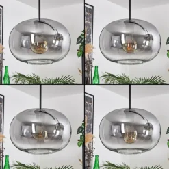 Suspension - Verre 30 cm Apedo Clair, Fumé, 4 lumières