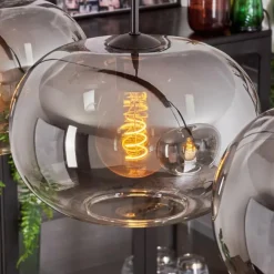 Suspension - Verre 30 cm Apedo Clair, Fumé, 4 lumières
