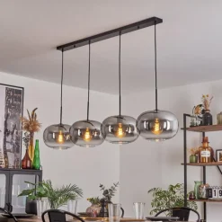 Suspension - Verre 30 cm Apedo Clair, Fumé, 4 lumières