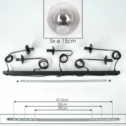Suspension - Verre 15 cm Gastor Clair, Fumé, 5 lumières