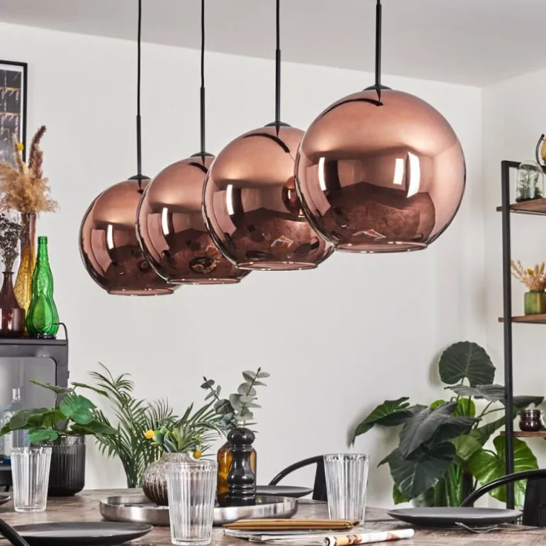 Suspension - Verre 30 cm Koyoto Cuivré, 4 lumières