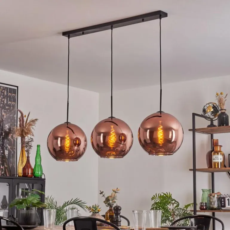 Suspension - Verre 30 cm Koyoto Cuivré, 3 lumières