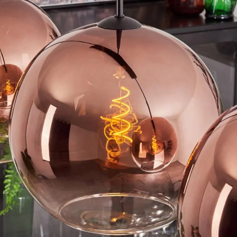 Suspension - Verre 30 cm Koyotot Clair, Cuivré, 3 lumières