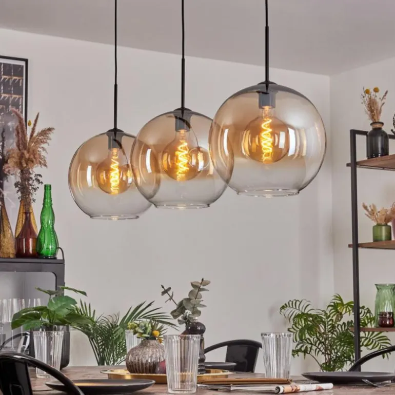 Suspension - Verre 30 cm Koyotot Ambre, Clair, 3 lumières