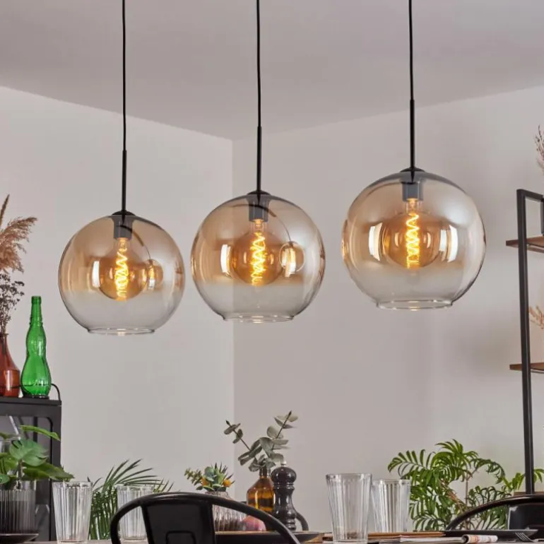Suspension - Verre 30 cm Koyotot Ambre, Clair, 3 lumières