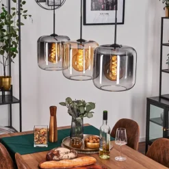 Suspension - Verre 25 cm Lauden Ambre, Clair, Fumé, 3 lumières