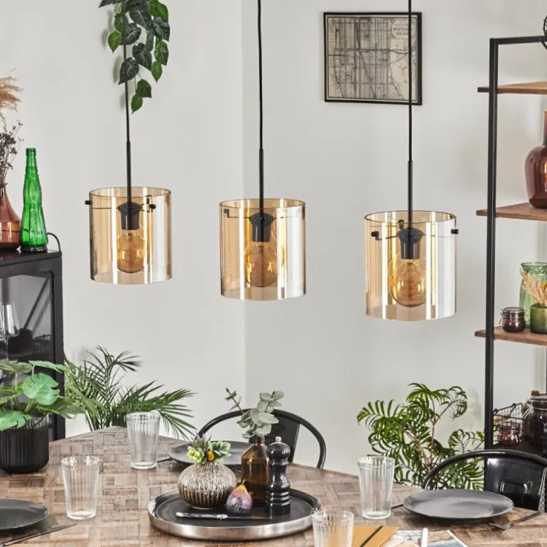 Suspension - Verre 20 cm Parane Ambre, 3 lumières