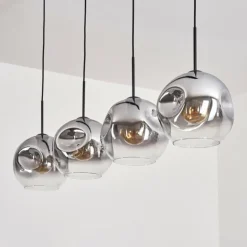 Suspension - Verre 25 cm Ripoll Clair, Fumé, 4 lumières