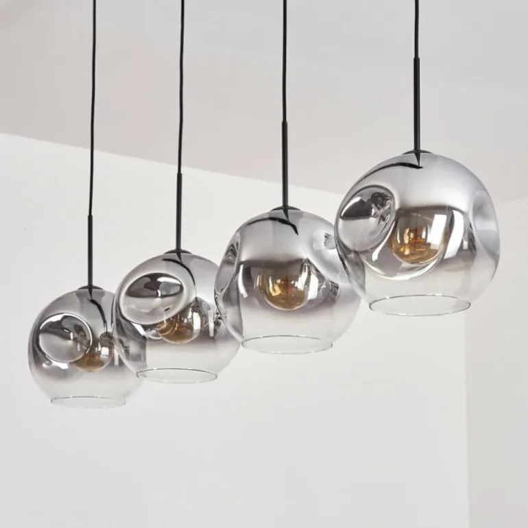 Suspension - Verre 25 cm Ripoll Clair, Fumé, 4 lumières