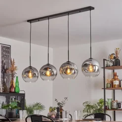 Suspension - Verre 25 cm Ripoll Clair, Fumé, 4 lumières