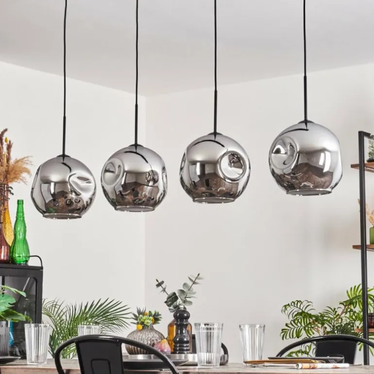 Suspension - Verre 25 cm Ripoll Chrome, 4 lumières