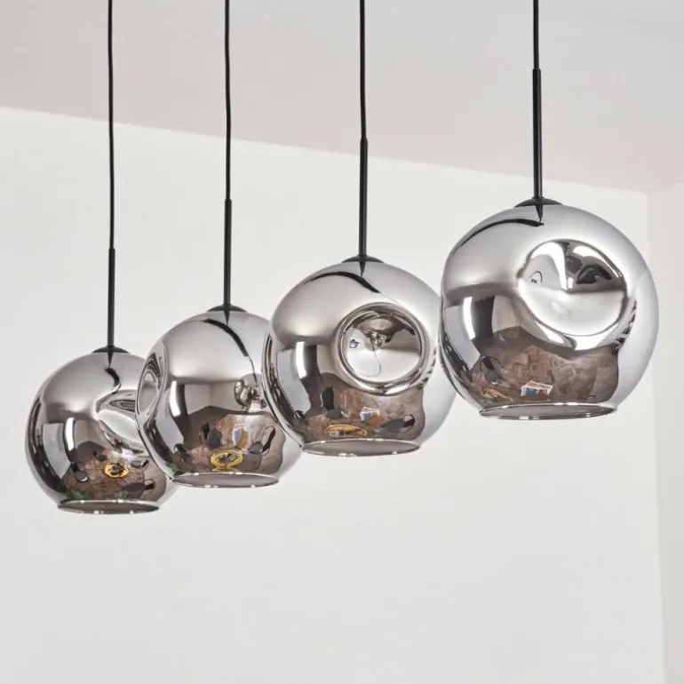 Suspension - Verre 25 cm Ripoll Chrome, 4 lumières