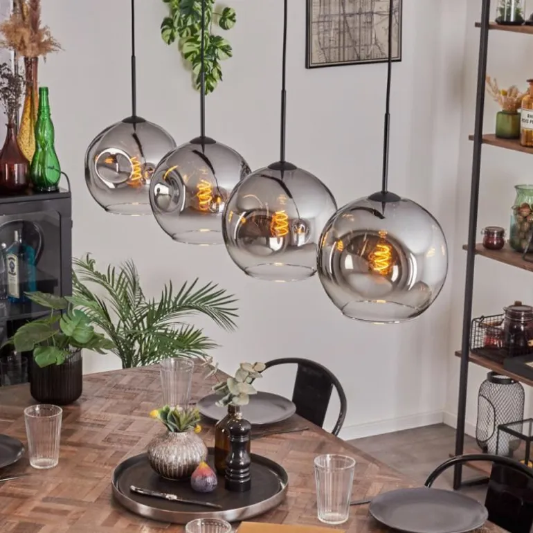 Suspension - Verre 25 cm Ripoll Chrome, Clair, 4 lumières