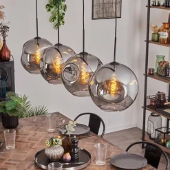 Suspension - Verre 30 cm Ripoll Fumé, 4 lumières