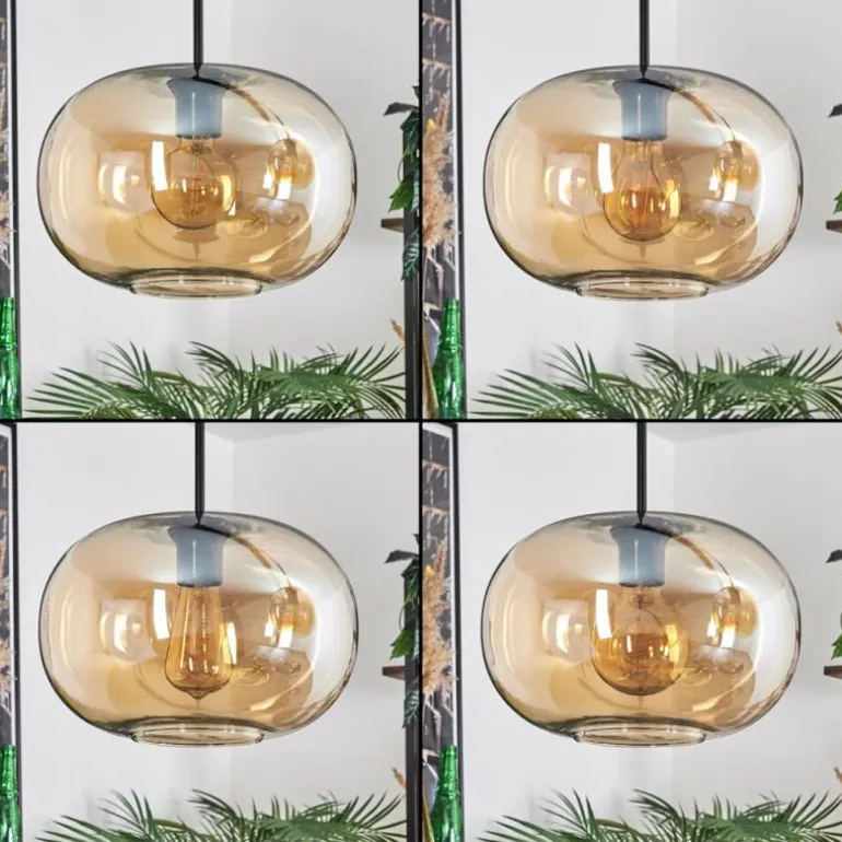 Suspension - Verre 30 cm Ripoll Ambre, 4 lumières
