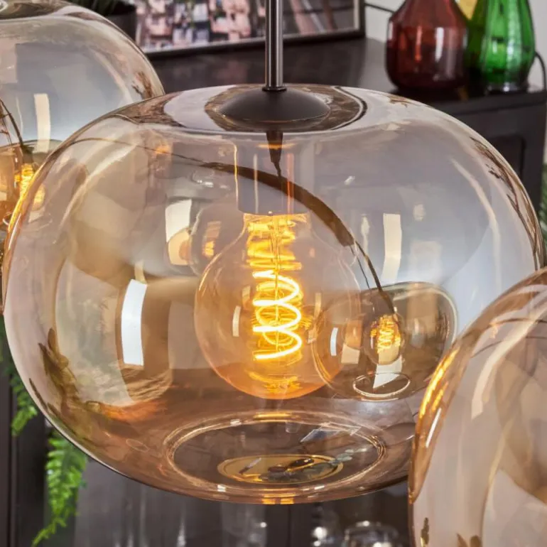 Suspension - Verre 30 cm Ripoll Ambre, 4 lumières