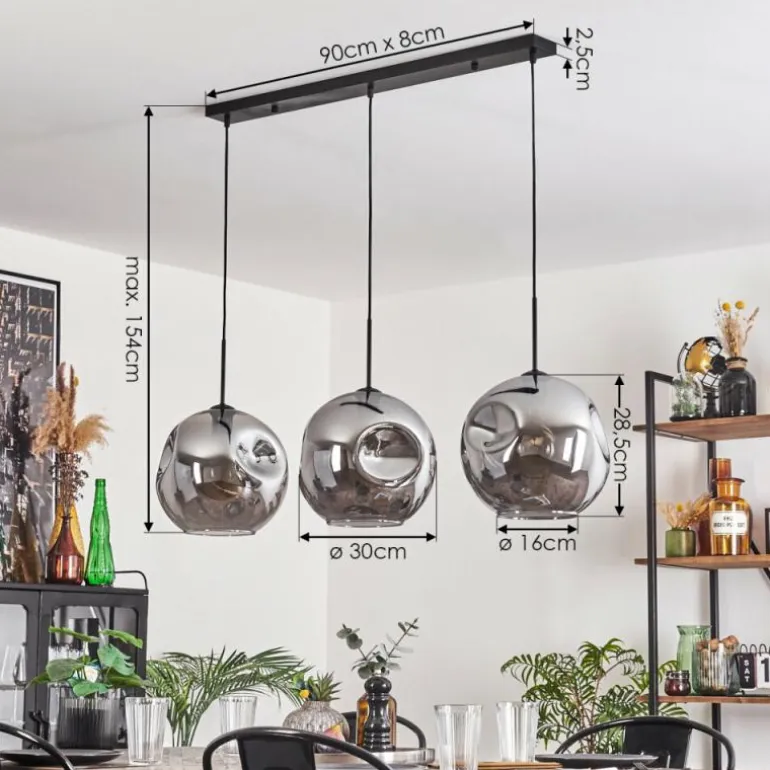 Suspension - Verre 30 cm Ripoll Fumé, 3 lumières