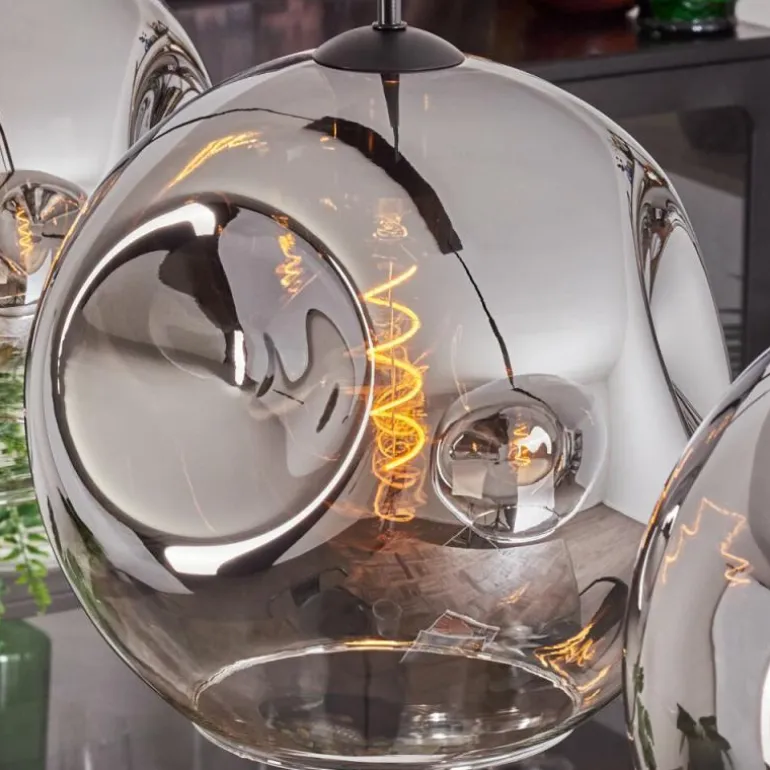 Suspension - Verre 30 cm Ripoll Chrome, Clair, 3 lumières