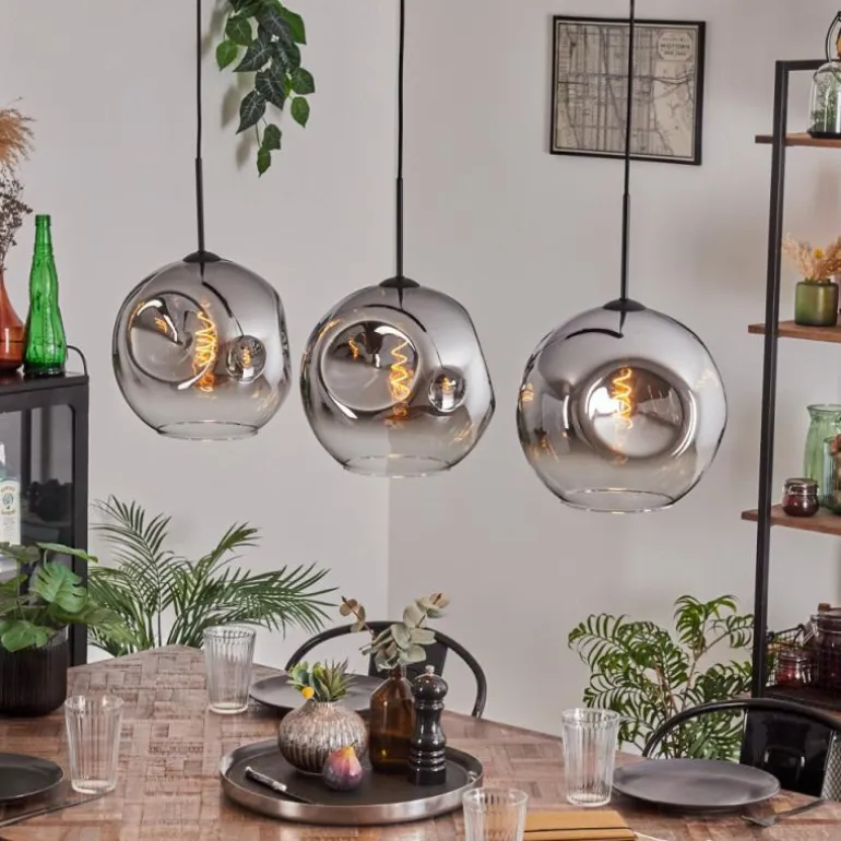 Suspension - Verre 30 cm Ripoll Chrome, Clair, 3 lumières
