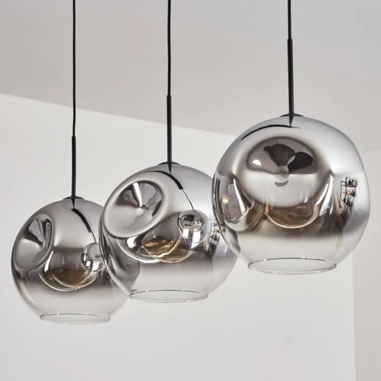 Suspension - Verre 30 cm Ripoll Chrome, Clair, 3 lumières