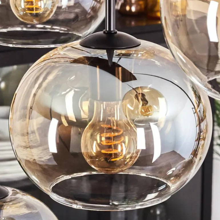 Suspension - Verre Apedo Ambre, Clair, 8 lumières