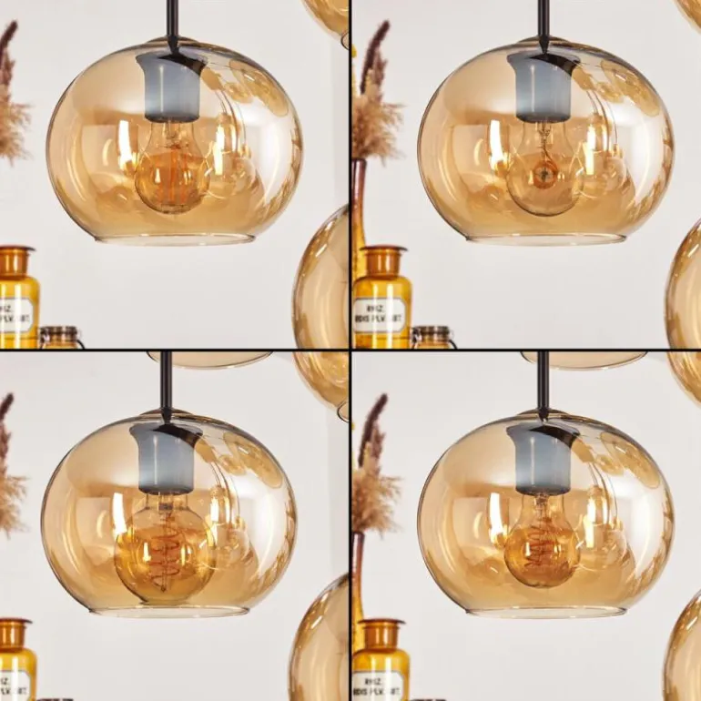 Suspension - Verre Apedo Ambre, 8 lumières