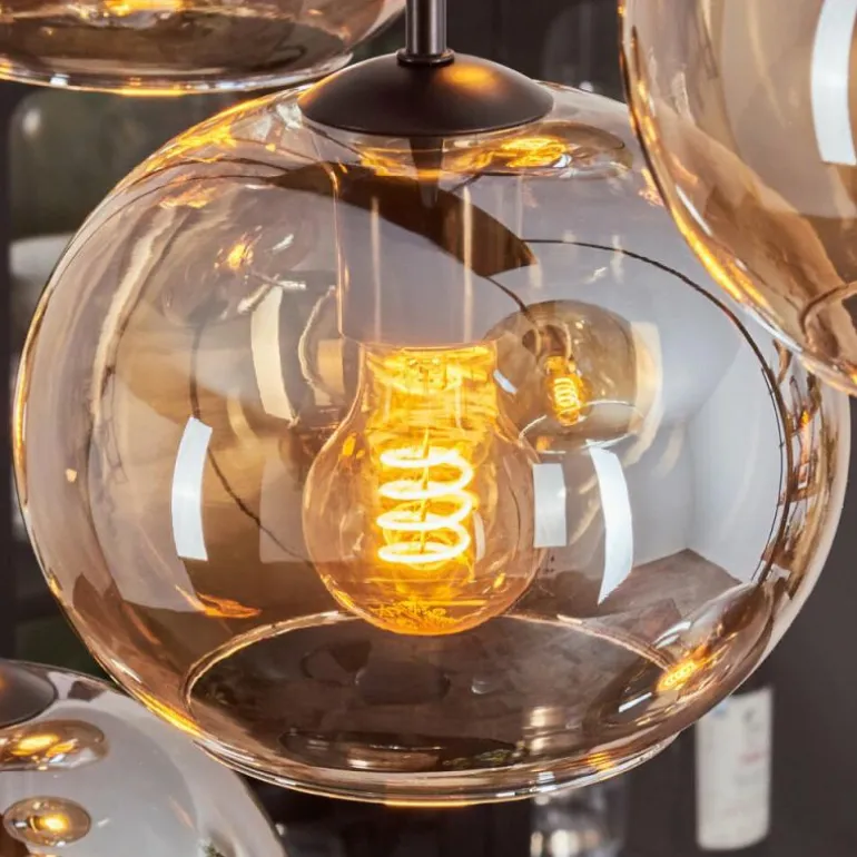 Suspension - Verre Apedo Ambre, 8 lumières