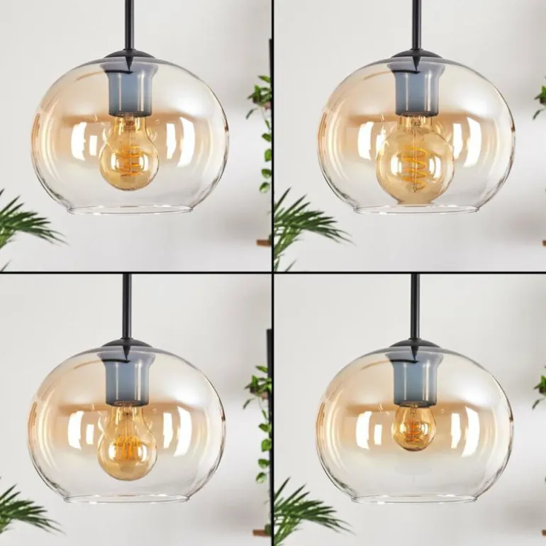 Suspension - Verre Apedo Ambre, Clair, 5 lumières