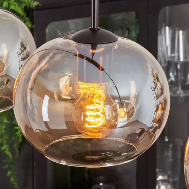 Suspension - Verre Apedo Ambre, 4 lumières