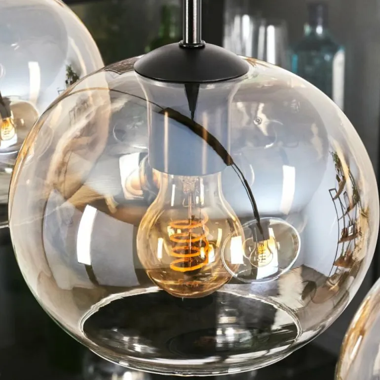 Suspension - Verre Apedo Ambre, Clair, 4 lumières