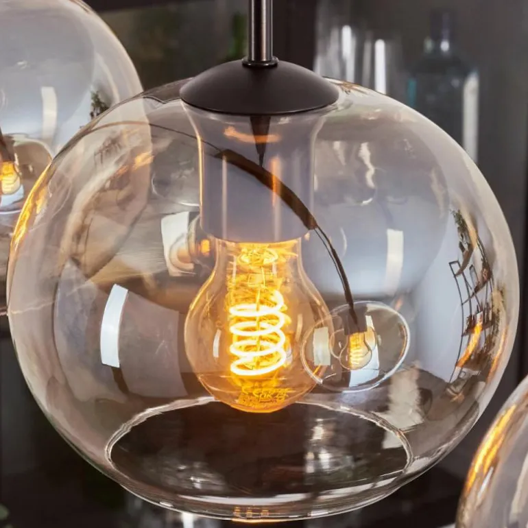 Suspension - Verre Apedo Ambre, Clair, 4 lumières